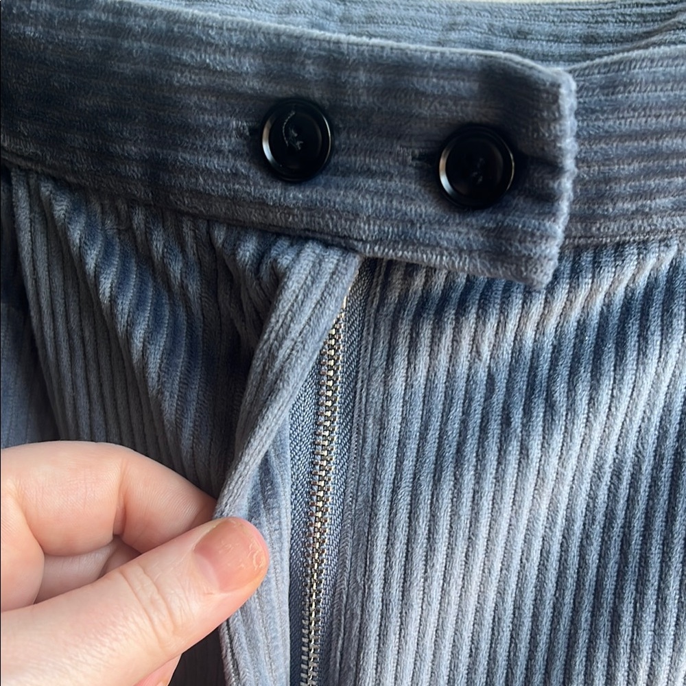 Lush Wide leg Blue Gray Striped‎ Pants with Cuff bottoms - Picture 3 of 7